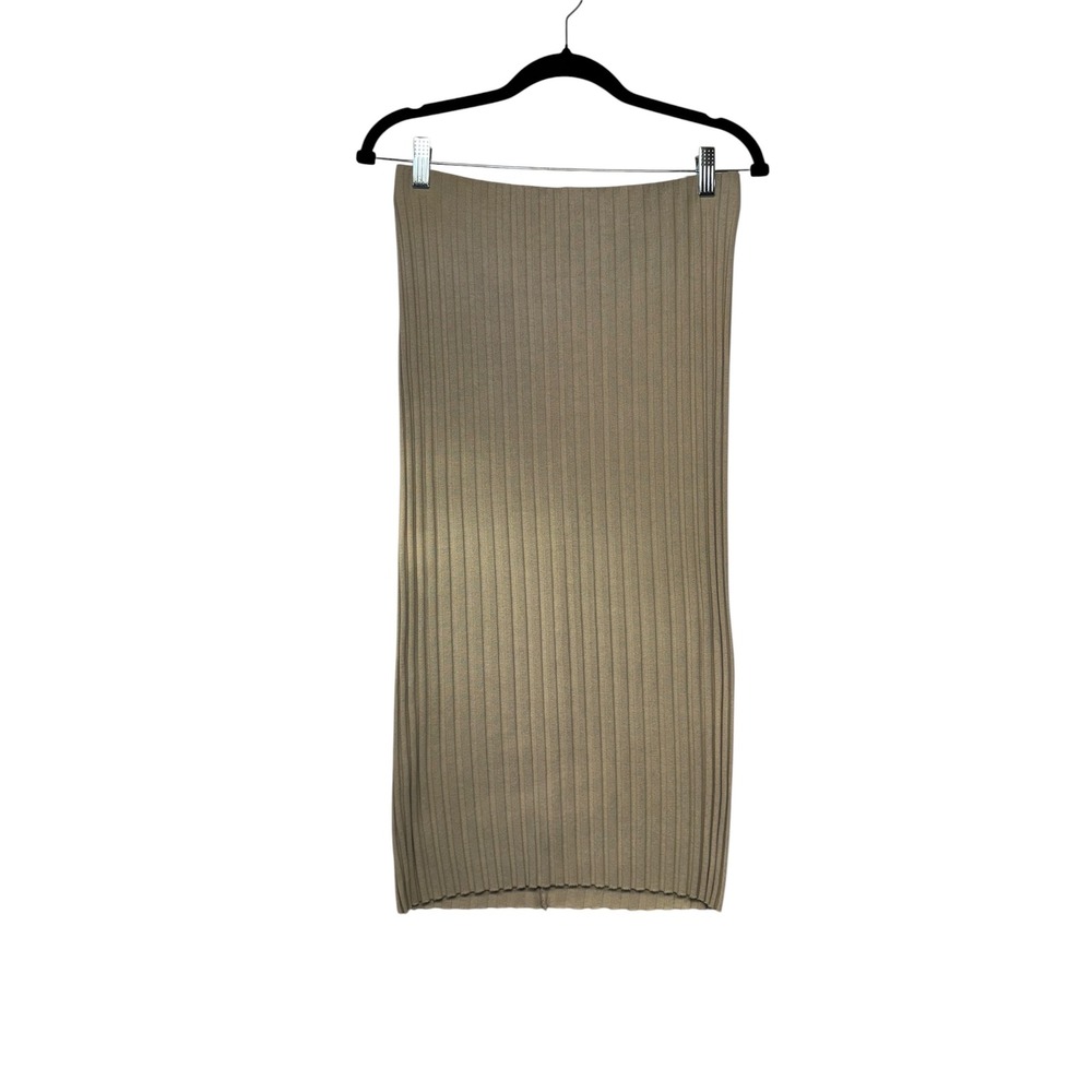 Cotton Citizen Womens Ribbed Knit Midi Skirt Beige Taupe Size M Made in USA